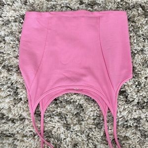 Pink and yellow cropped tank tops